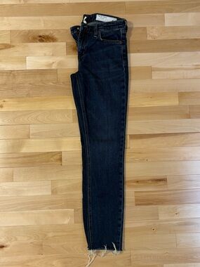 rag & bone Dark Indigo Skinny Jeans with Raw Hem